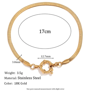 Minimalist 18K gold plated stainless steel snake chain bracelet with spring ring clasp