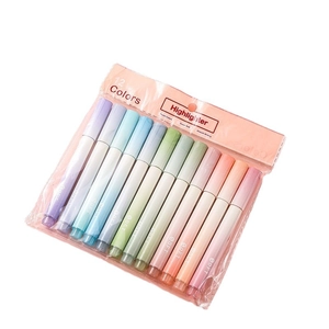 12-color pastel highlighter set with super soft tips and smooth writing ink