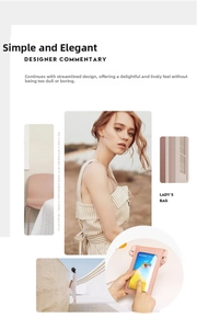 Pink PU leather phone bag featuring a transparent touch-sensitive window and long strap