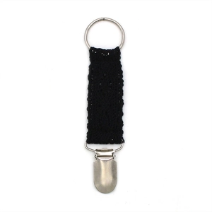 Black lace travel hat clip with durable metal ring and crocodile clamp for bags