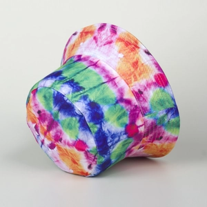 Colorful tie-dye bucket hat with sun protection for outdoor summer travel and fashion
