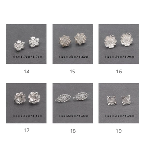 Detailed size specifications for silver flower and leaf jewelry earring findings