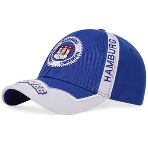 Navy blue and white Hamburg baseball cap with side embroidery and city crest detail