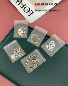 Detailed view of 6x8cm transparent PVC jewelry storage bags for necklaces and earrings