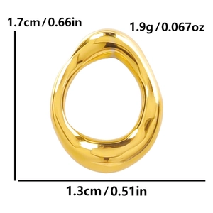 Golden irregular oval stainless steel pendant with size and weight measurements in inches