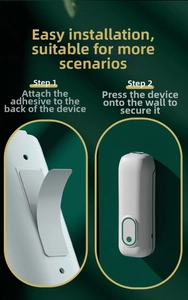Detail showing simple wall-mounting steps for the ivory white smart aroma diffuser