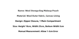 Detailed specifications including dimensions for winter woolen vintage plaid makeup pouch