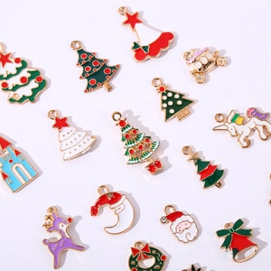 Assorted Christmas alloy enamel charms featuring Santa, reindeer, and Xmas tree patterns