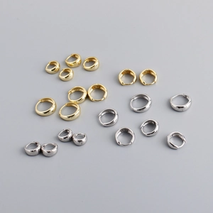 Polished S925 sterling silver hoop earrings in various sizes and dual-tone finishes