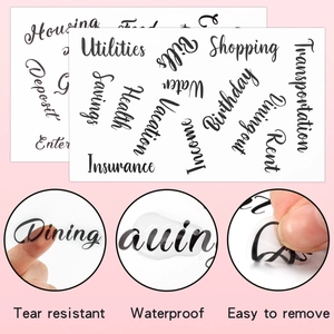 Waterproof and tear-resistant labels for budget planning and envelope organization
