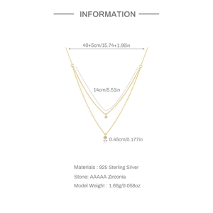 Double-layered 925 sterling silver four-leaf clover necklace with sparkling AAA cubic zirconia