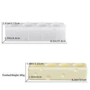 Detail of square cheese-shaped silicone mold with 4 holes for DIY soap and candle making