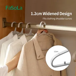 Space-saving seamless non-slip clothes hangers with wide 1.2cm shoulders for closet storage