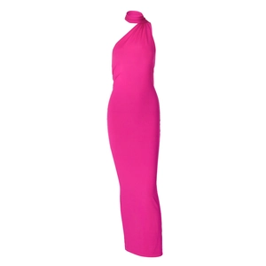Rückenfreies ärmelloses Bodycon-Kleid in Pink mit Raffung und One-Shoulder-Hals