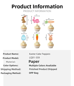 Detailed size specifications for Easter cake toppers featuring rabbits and eggs