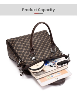 Spacious tote bag interior showing capacity for tablet, phone and makeup items