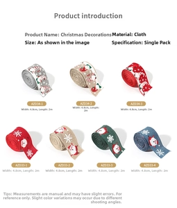 Détail de rubans de Noël en tissu de 4,8 cm avec motifs festifs de nains et flocons