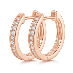 Elegant 18k rose gold plated S925 sterling silver hoop earrings with moissanite stones
