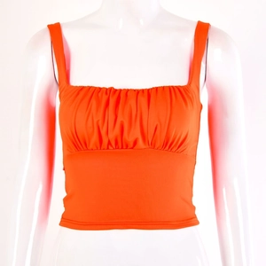 Schickes oranges Plissee-Camisole mit quadratischem Ausschnitt für Damen