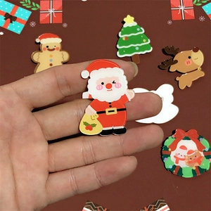 Acrylic Christmas Brooch Pin Cartoon Santa Snowman Reindeer Tree Gingerbread Badge Bag Decor Kawaii Holiday Gift Accessory