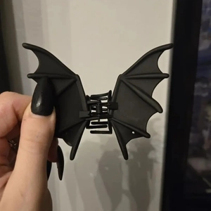 Matte black bat wing hair claw clip for punk gothic style and Halloween party accessory