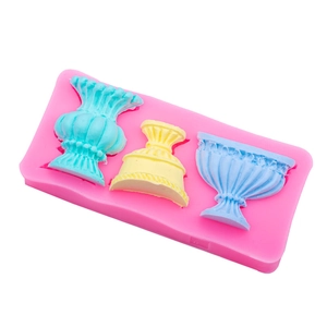 3-cavity classical vase silicone mold for DIY resin crafts and fondant cake decorations