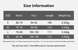 Size guide table for high waist faux leather trousers with waist hips and length measurements
