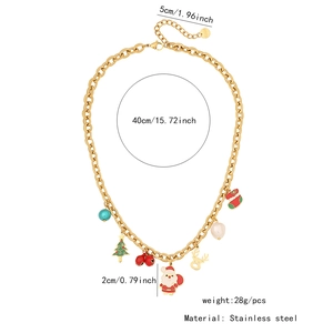 Collier en acier inoxydable de Noël avec de jolis charms et détails de taille.