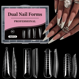 Professional Nail Dual Forms Transparent Extension Mold With Scale Ruler For Poly Gel DIY Manicure Clear Plastic Multi Shape