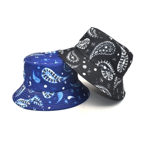 Bucket Hat Polyester Paisley Star Moon Print Reversible Sun Protection Outdoor Vintage Sunshade Basin Hat For Women