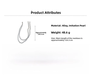 Detailansicht der mehrlagigen Perlenkette mit 124,3 cm Länge und Legierungsmaterial