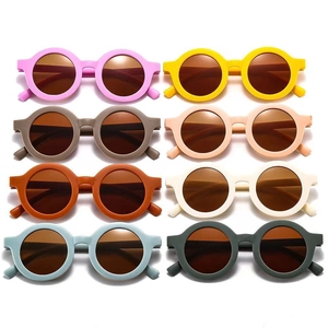 Retro matte round children's sunglasses set in 8 stylish colors with UV400 protection