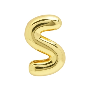 Polished 18k gold bubble letter S pendant with 3D balloon effect for DIY charm jewelry