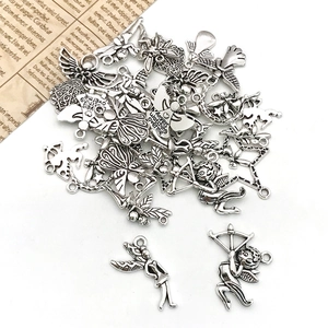 Assorted vintage silver angel and cupid charms for DIY jewelry and keychain making