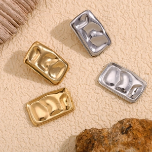Minimalist irregular rectangle earrings in 18K gold and silver plated stainless steel