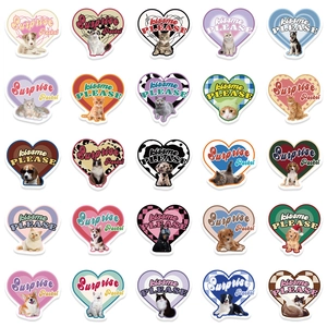 Vintage Y2K heart stickers featuring cats and dogs in a colorful 25-piece grid display