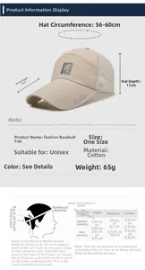 Size chart and measurement guide for breathable mesh sun hat with 11cm long brim
