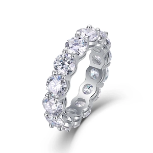 Eternity ring in S925 sterling silver featuring 5mm round D color moissanite stones
