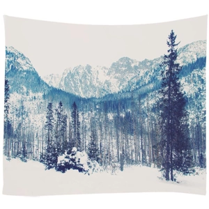 Wandteppich mit Schneeberg und Wald aus leichtem Polyestergewebe für Dekoration
