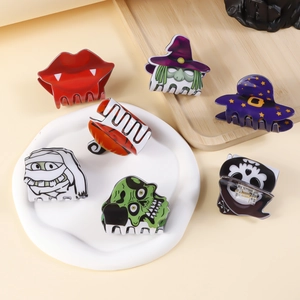 Set de pinces à cheveux Halloween avec citrouille, lèvres de vampire et crânes