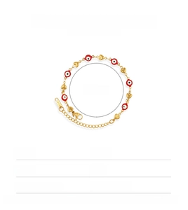 Detail of gold evil eye heart bracelet with Lobster clasp and 16+5cm adjustable chain