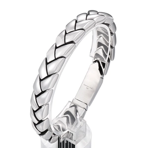 Men's 11mm silver titanium steel wheat chain bracelet with a 316L polished finish