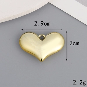 UV gold plated heart charm accessory for pendants, size 2.9x2cm, weight 2.2g