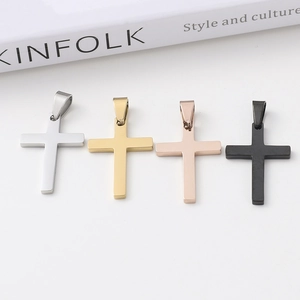Classic stainless steel cross pendants in silver, gold, rose gold and black colors