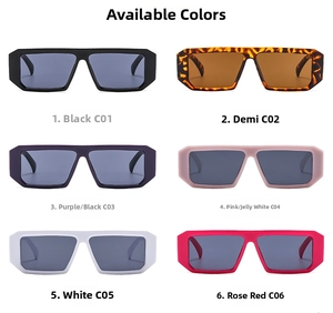 Collection of six vintage rectangular sunglasses in various colors from C01 to C06
