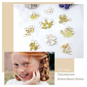 50pcs braid jewelry set with gold star, shell and pearl pendants for DIY hair styling