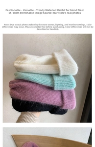Détails des bonnets en maille mélange poil de lapin en quatre couleurs, taille 55-58 cm