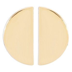 Glossy golden semi-circle geometric earrings with a minimalist mirror polished finish