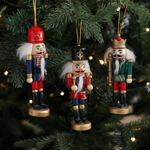 Weihnachts Nussknacker Soldaten Ornamente Bemalte Holzpuppen Figuren Mit Kunsthaar Für Die Feiertags Christbaum Hängedekoration