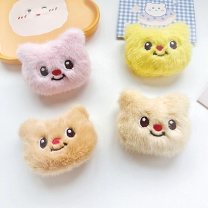 Set of 4 colorful plush bear pins in pink yellow and brown for DIY bag accessories